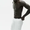 7" linnejersey-shorts i kuststil – White