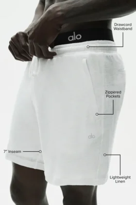 7″ linnejersey-shorts i kuststil – White