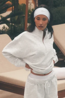 Accolade 1/4 Zip-tröja – vit melerad
