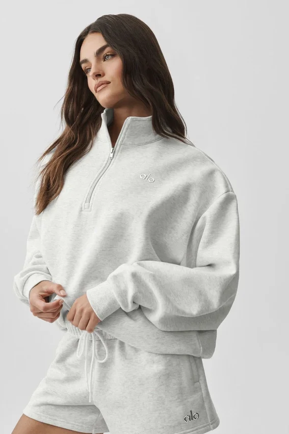 Accolade 1/4 Zip-tröja – vit melerad
