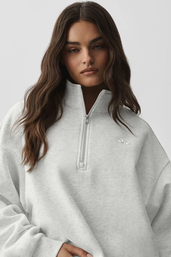 Accolade 1/4 Zip-tröja – vit melerad