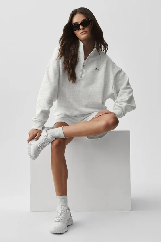 Accolade 1/4 Zip-tröja – vit melerad