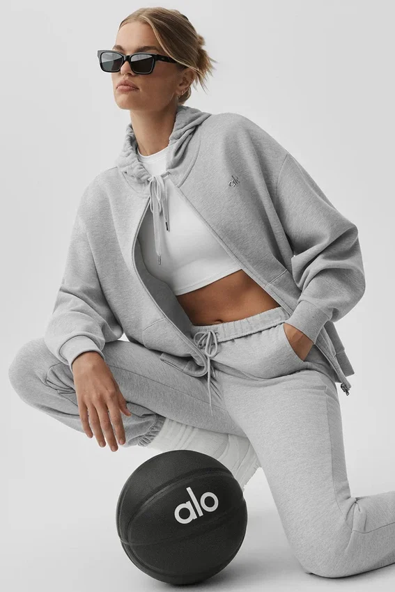 Accolade huvtröja med hel dragkedja – Athletic Heather Grey