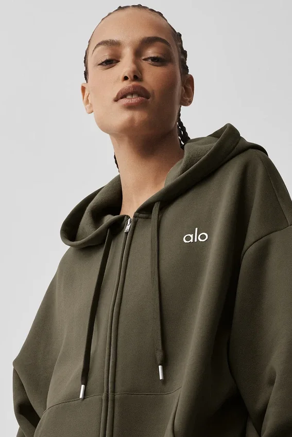 Accolade huvtröja med hel dragkedja – Olive Tree