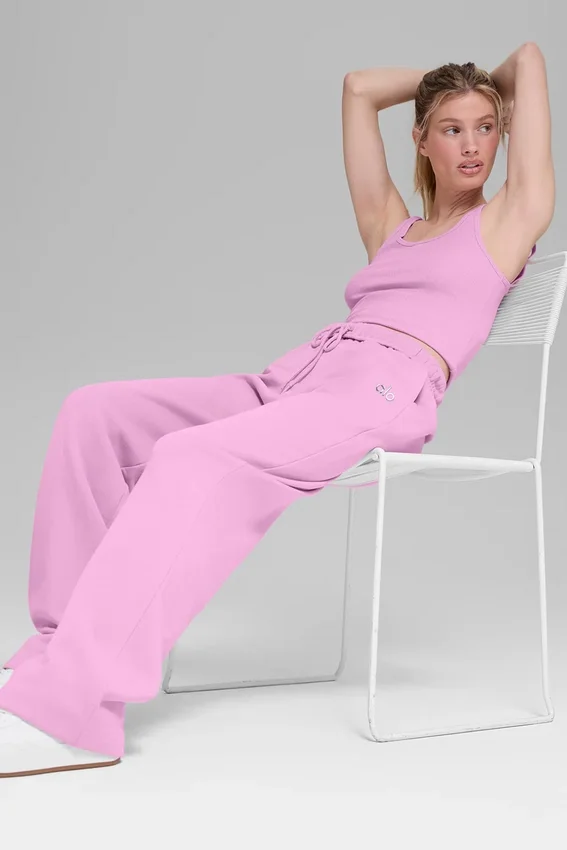 Accolade mjukisbyxor med raka ben – Candy Heart Pink