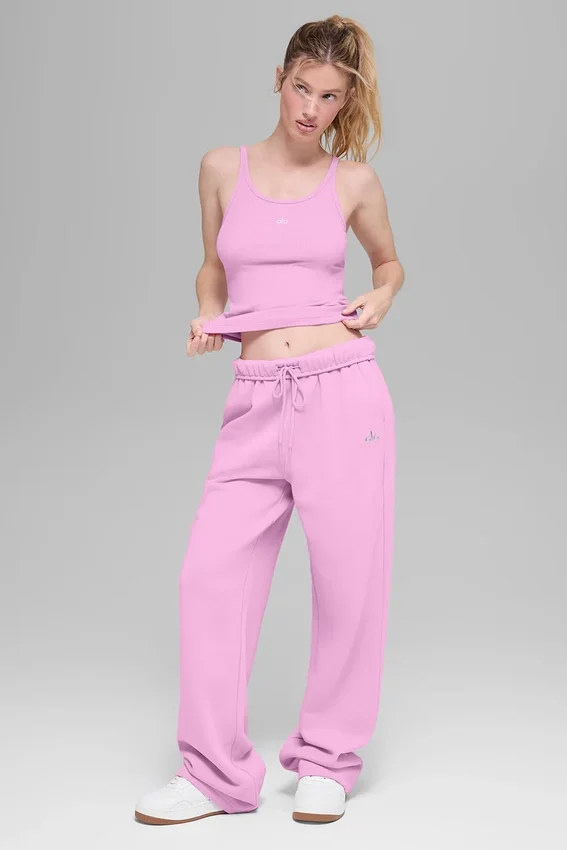 Accolade mjukisbyxor med raka ben – Candy Heart Pink