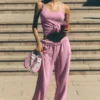Accolade mjukisbyxor med raka ben – Candy Heart Pink