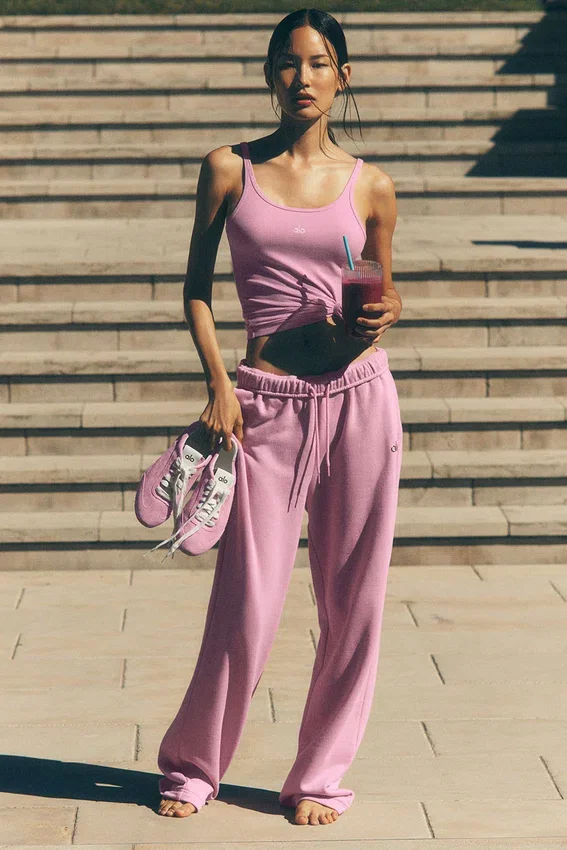 Accolade mjukisbyxor med raka ben – Candy Heart Pink