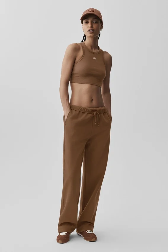 Accolade mjukisbyxor med raka ben – Sun Kissed Brown