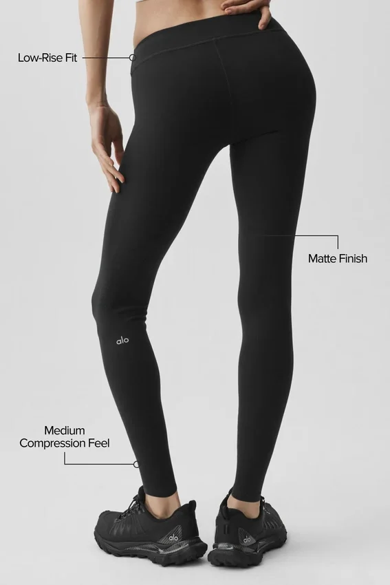 Airbrush 7/8-leggings med låg midja – Svart