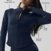 Airbrush Corset-jacka med hel dragkedja – marinblå