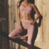 Airbrush Fast Track-leggings med High-Waist – Vintage Pink/White