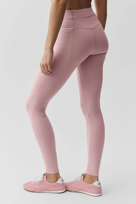 Airbrush Fast Track-leggings med High-Waist – Vintage Pink/White