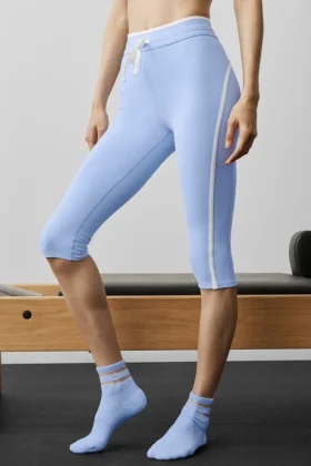 Airbrush High-Waist Race Pace Capri – ljus provenceblå/vit