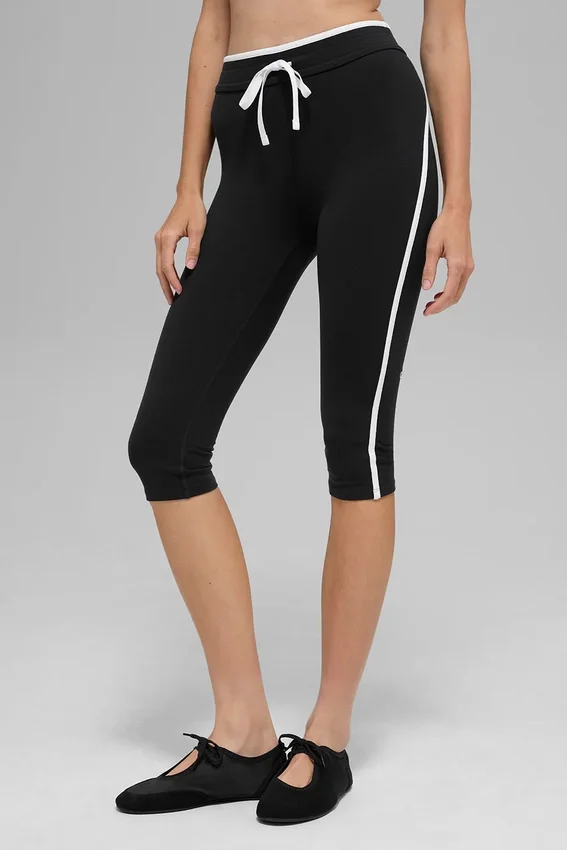Airbrush High-Waist Race Pace-capribyxor – svart/vit
