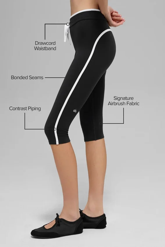 Airbrush High-Waist Race Pace-capribyxor – svart/vit