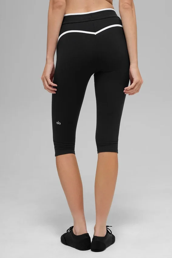 Airbrush High-Waist Race Pace-capribyxor – svart/vit