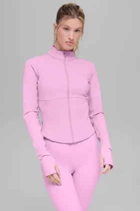 Airbrush-korsettjacka med hel dragkedja – Candy Heart Pink