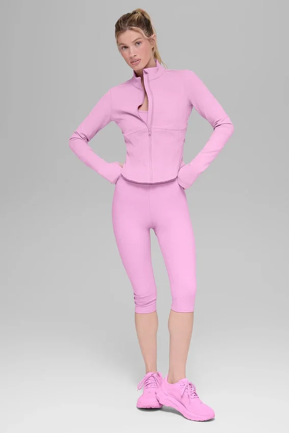 Airbrush-korsettjacka med hel dragkedja – Candy Heart Pink