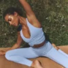 Airbrush Legging med hög midja – ljus provenceblå