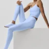 Airbrush Legging med hög midja – ljus provenceblå