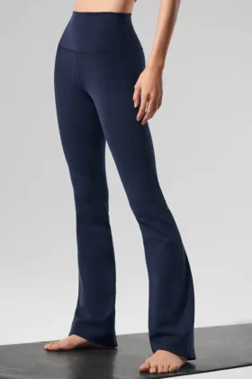 Airbrush Legging med hög midja och bootcut-ben – marinblå
