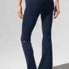 Airbrush Legging med hög midja och bootcut-ben – marinblå