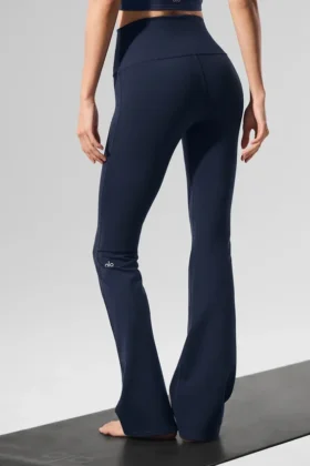 Airbrush Legging med hög midja och bootcut-ben – marinblå