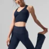 Airbrush Legging med hög midja och bootcut-ben – marinblå