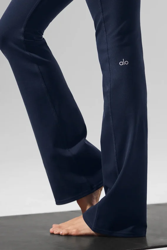 Airbrush Legging med hög midja och bootcut-ben – marinblå