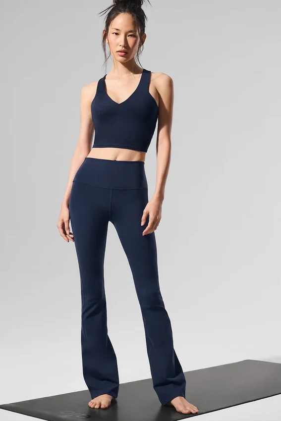 Airbrush Legging med hög midja och bootcut-ben – marinblå
