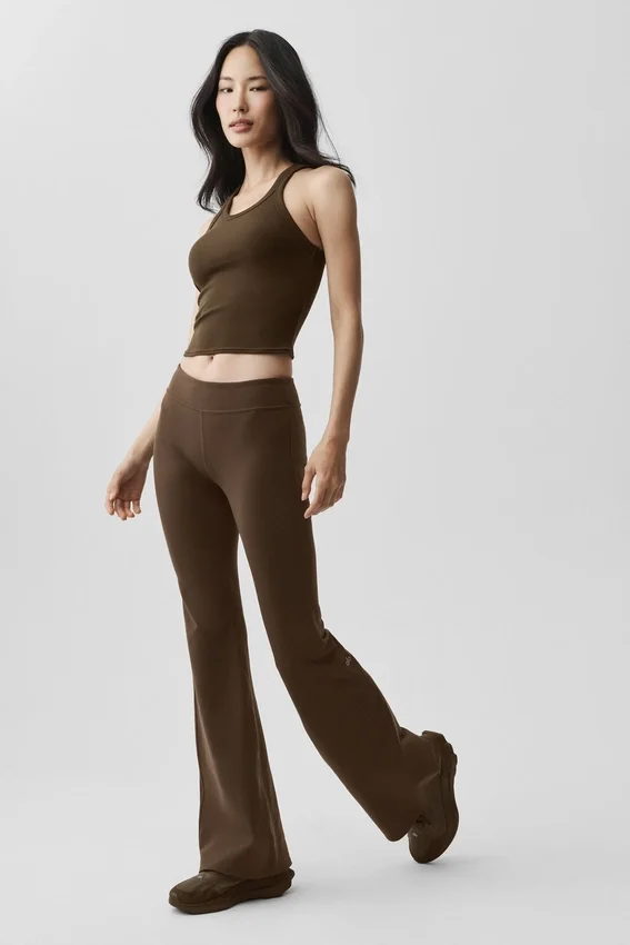 Airbrush Legging med låg midja och bootcut-ben – Espresso