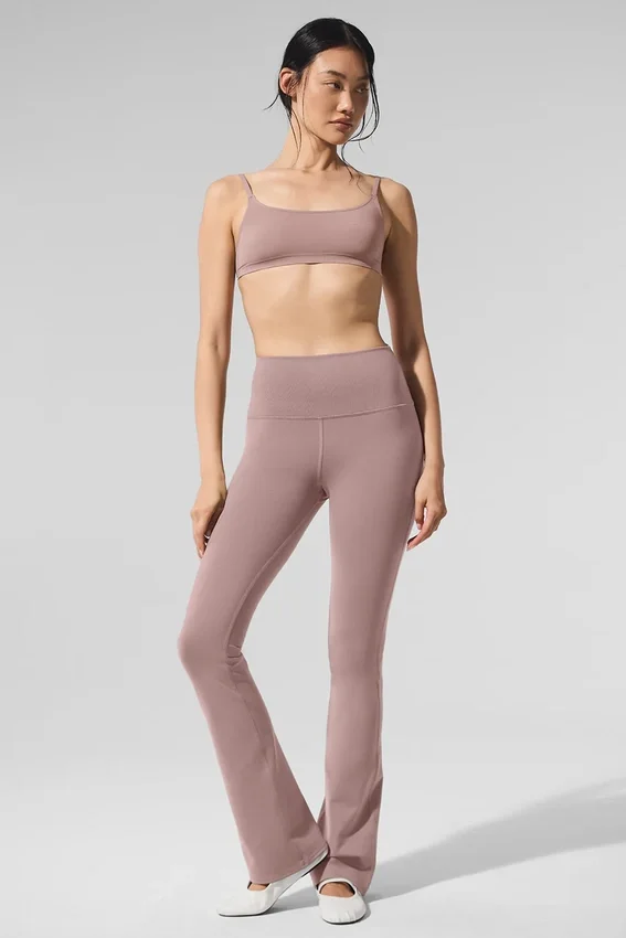 Airbrush-leggings med hög midja och bootcut-passform – Taupe