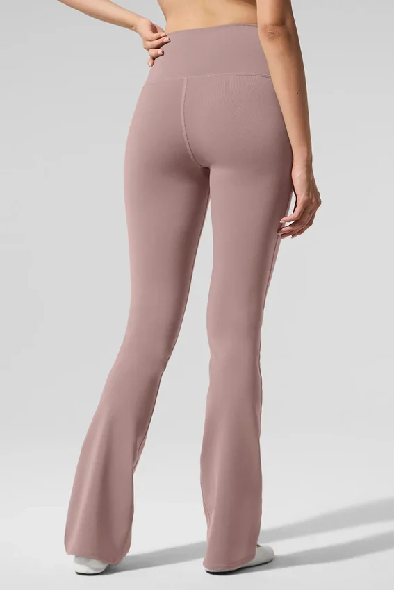 Airbrush-leggings med hög midja och bootcut-passform – Taupe