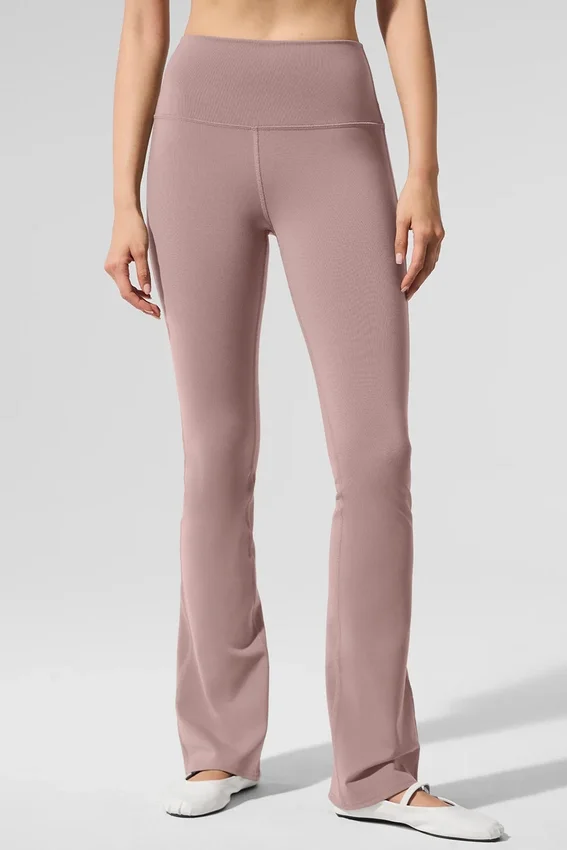 Airbrush-leggings med hög midja och bootcut-passform – Taupe