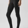 Airbrush Mid-Rise 7/8-Leggings – Svart