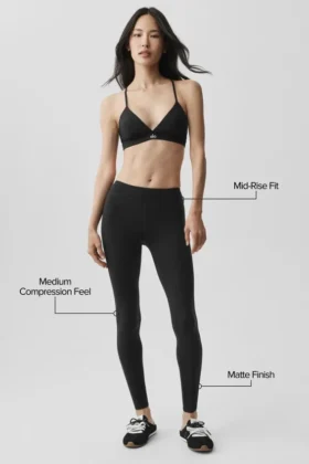 Airbrush Mid-Rise 7/8-Leggings – Svart