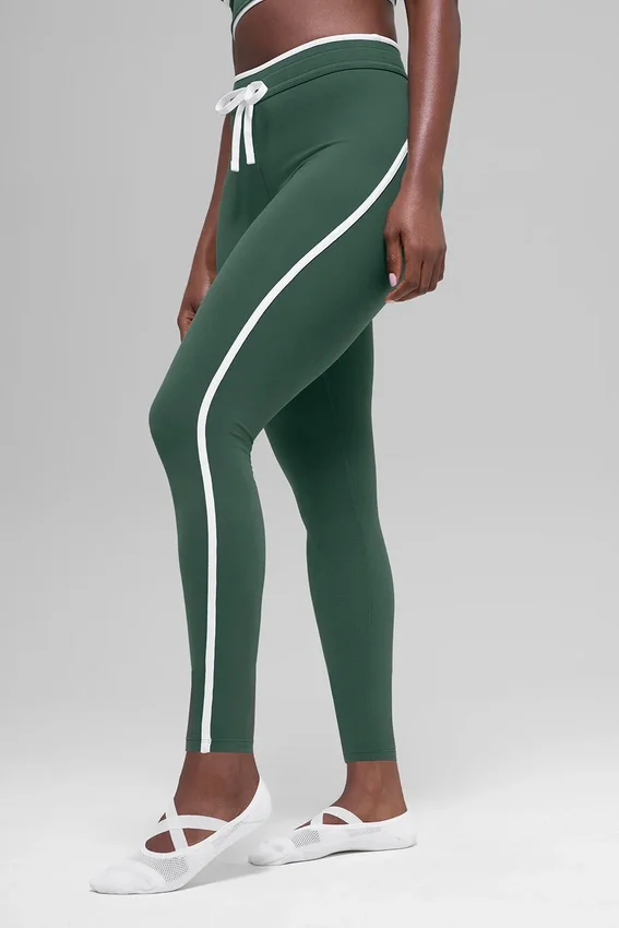 Airbrush Race Pace 7/8-Leggings med hög midja – klövergrön/vit