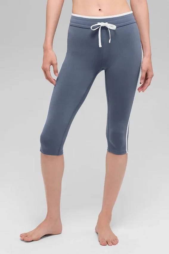 Airbrush Race Pace Capri med High-Waist – Bluestone/Vit