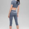 Airbrush Race Pace Capri med High-Waist – Bluestone/Vit