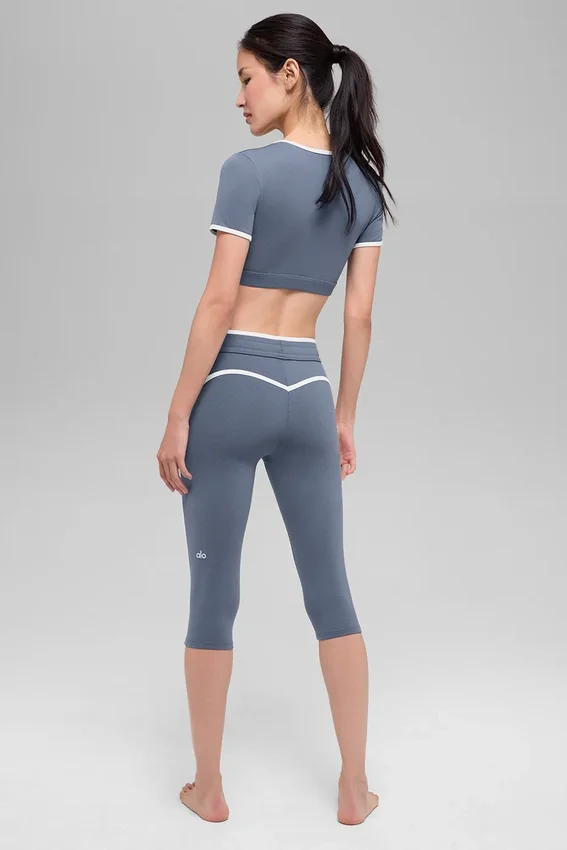 Airbrush Race Pace Capri med High-Waist – Bluestone/Vit