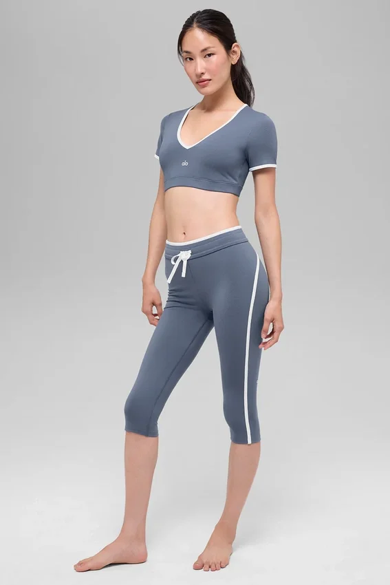Airbrush Race Pace Capri med High-Waist – Bluestone/Vit