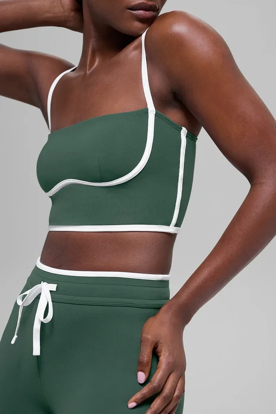 Airbrush Streamlined Bra Tank – Clover Green/White