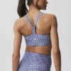 Airlift Gingham Sleek BH-linne – Marinblå rutig