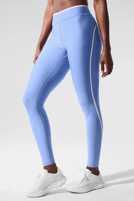 Airlift High-Waist 7/8-leggings – kristallklart blått/vitt