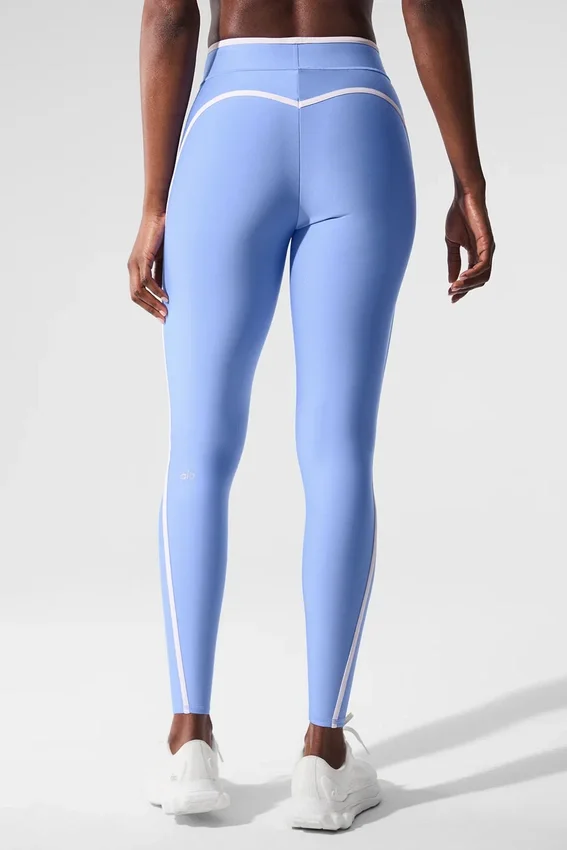 Airlift High-Waist 7/8-leggings – kristallklart blått/vitt