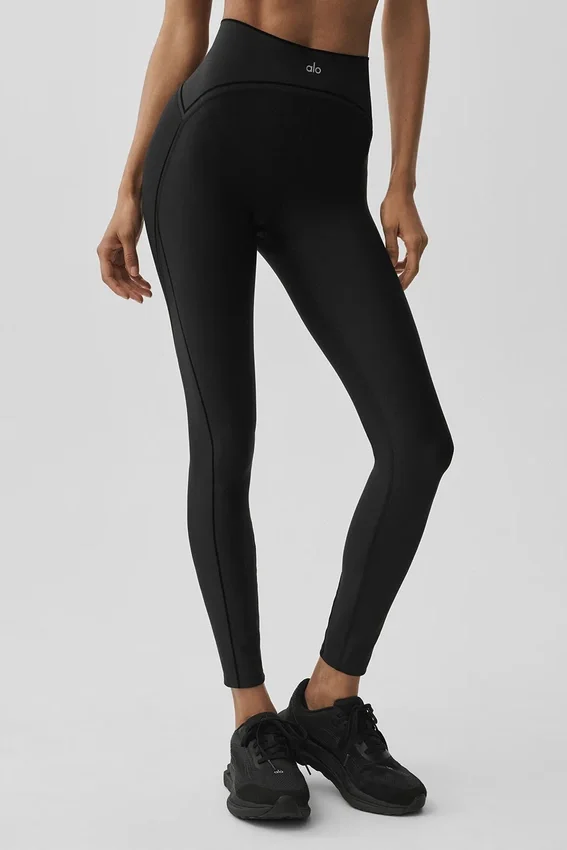 Airlift High-Waist Top-Notch Leggings – svarta