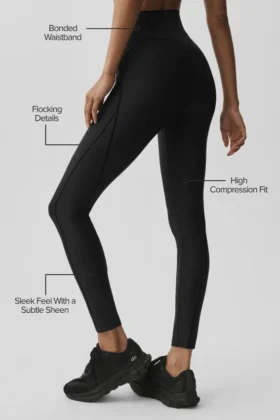 Airlift High-Waist Top-Notch Leggings – svarta