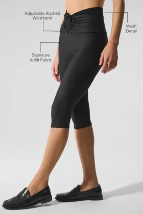 Airlift Mesh Divine Capri med High-Waist – Svart