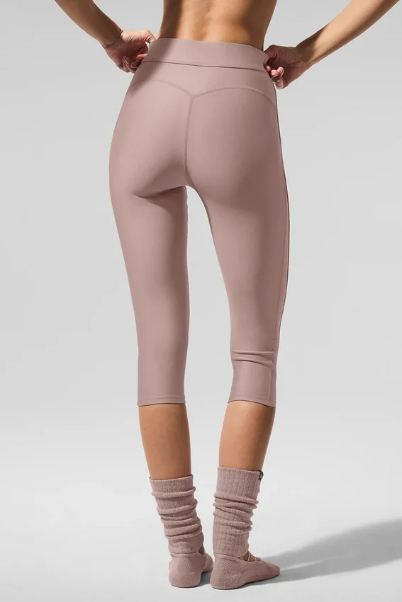 Airlift Mesh High-Waist Just Right Capri – Taupe